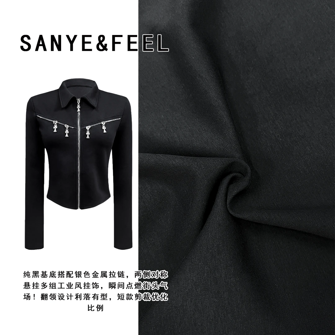 sanye&feel/妍三也【重工拉链】秋款酷辣开衫修身显瘦上衣53307YX