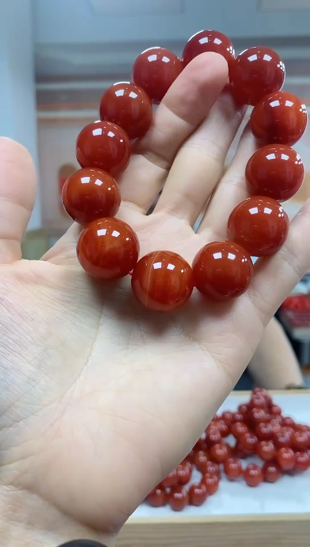 未镶嵌手串玛瑙/玉髓牛血红玛瑙手串尺寸20mm