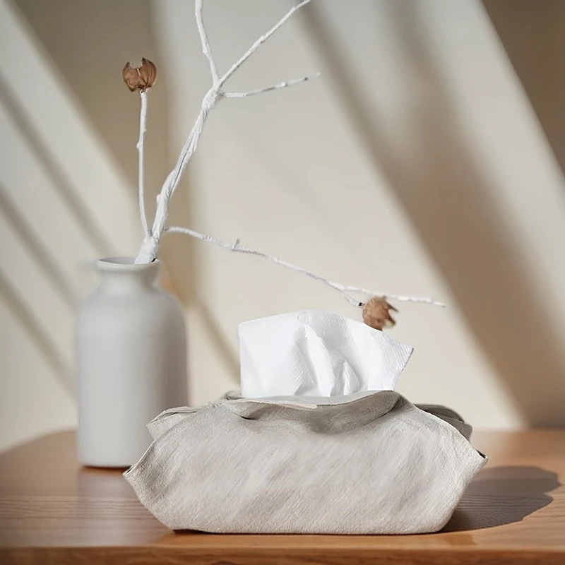 【亚麻纸巾盒】侘寂风 家用客厅车载 抽纸盒布艺棉麻