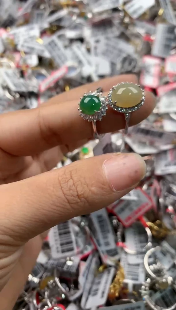 银S925镶嵌戒指翡翠1818---5