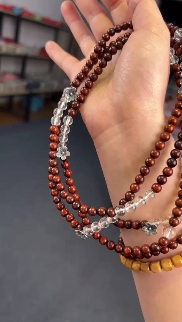 未镶嵌手链水晶小叶紫白水【桃花朵朵】双圈