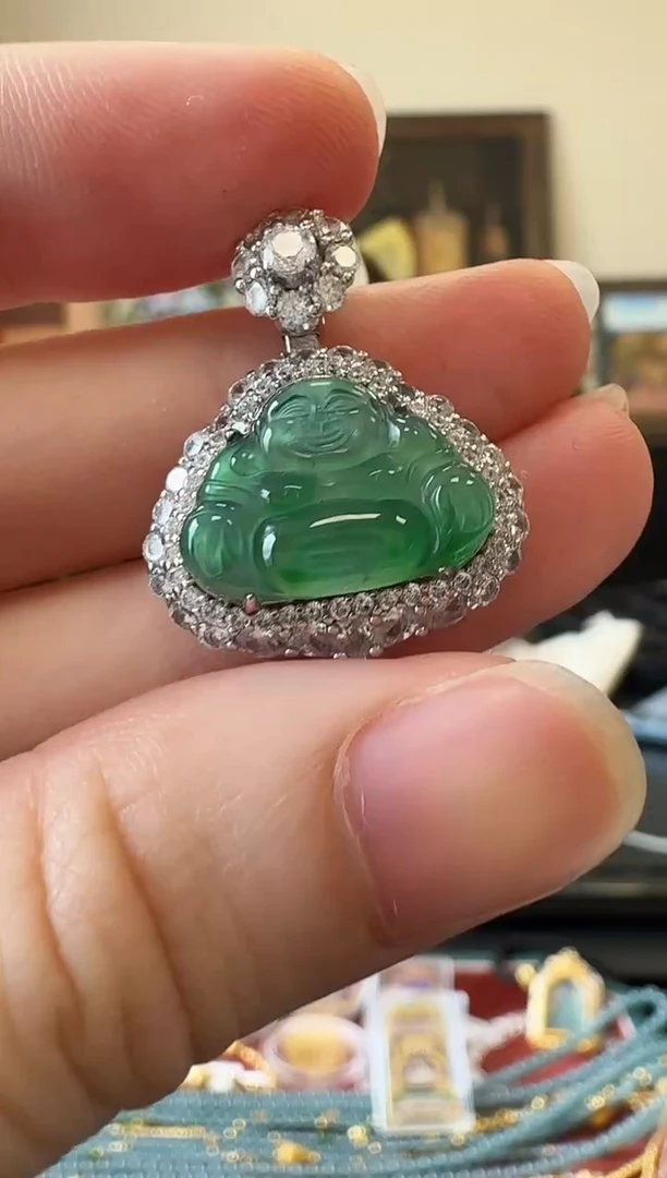 翡翠银S925镶嵌吊坠(不含链)银镶