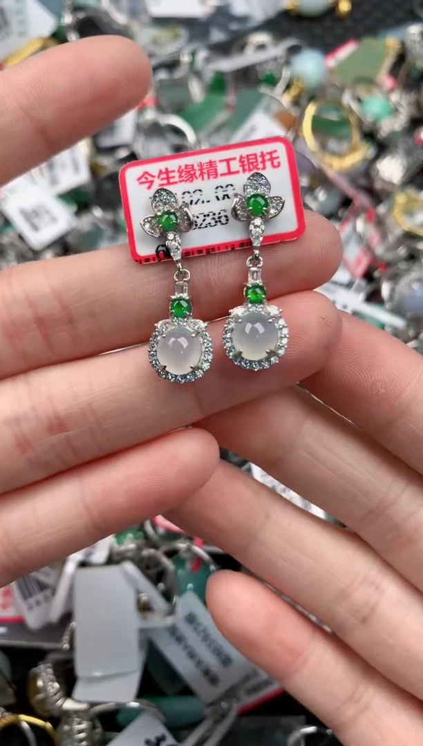 银S925镶嵌戒指翡翠444---9