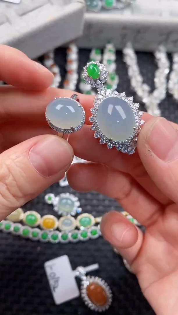 银S925镶嵌戒指翡翠555                 9