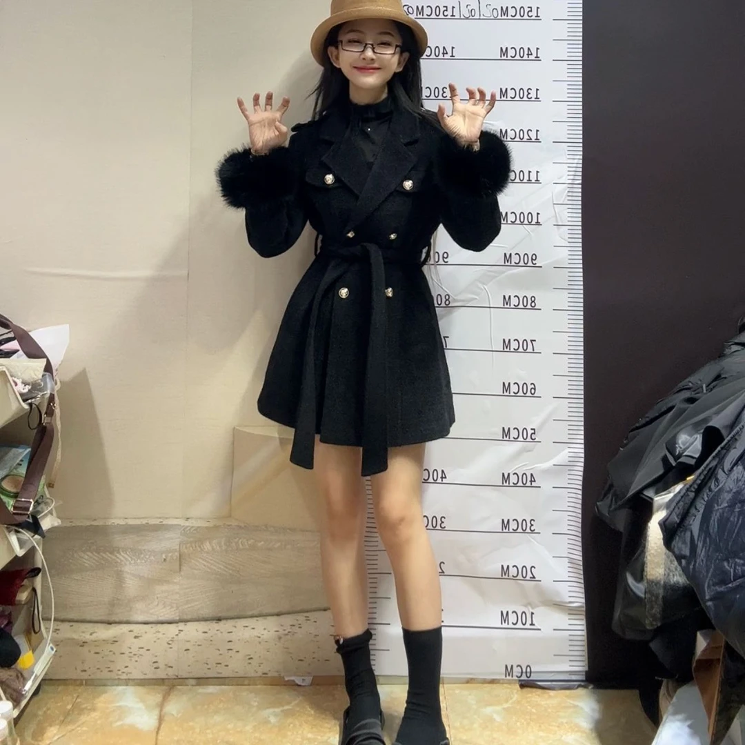 小个子定制2025冬季新款仿水貂手袖带有毛圈可拆卸加棉短款大衣