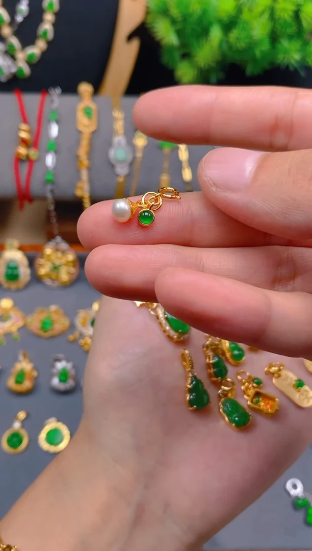 吊坠(不含链)银S925镶嵌翡翠小提溜