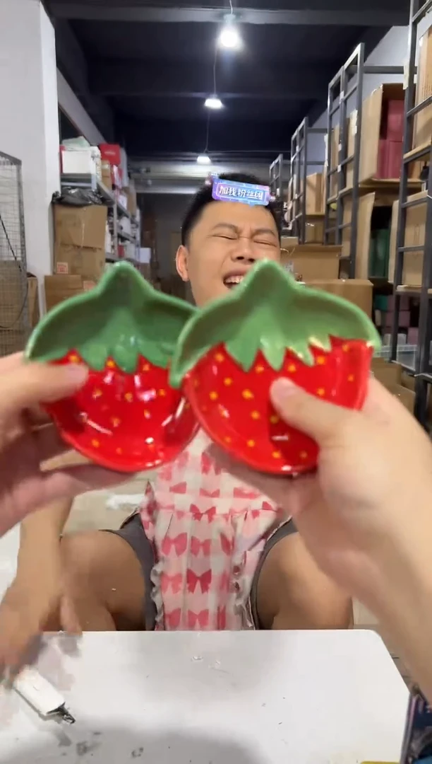 瓷片草莓小碟子2件套