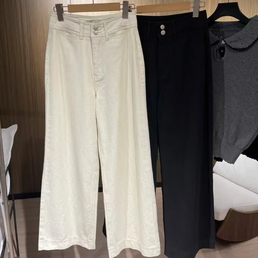 麦麦-【腿精裤】韩国Lak*双扣高腰两色牛仔裤