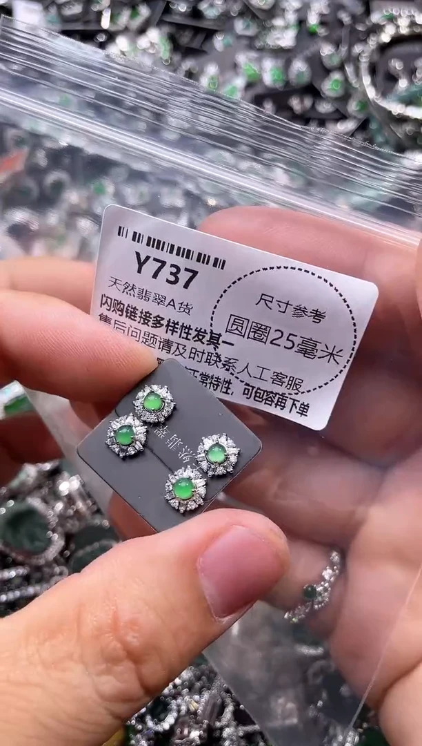 翡翠未镶嵌颈饰Y737耳钉 多样性发其一