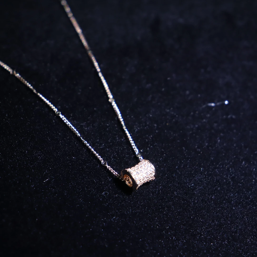 坠链均925银 s925银运转小蛮腰路路通套链玫瑰金色设计款满钻豪镶