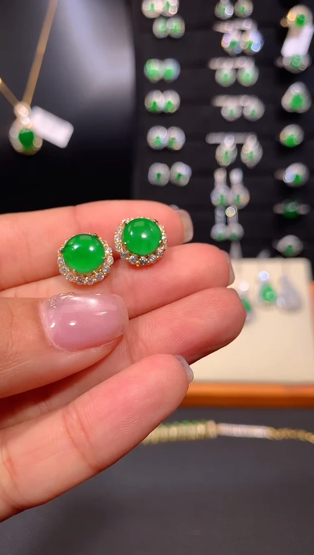 【闪购商品】翡翠耳饰银S925镶嵌多样性