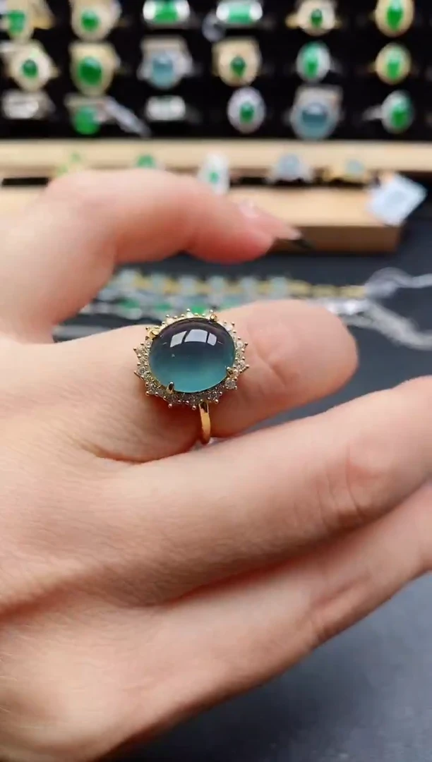 银S925镶嵌戒指翡翠1