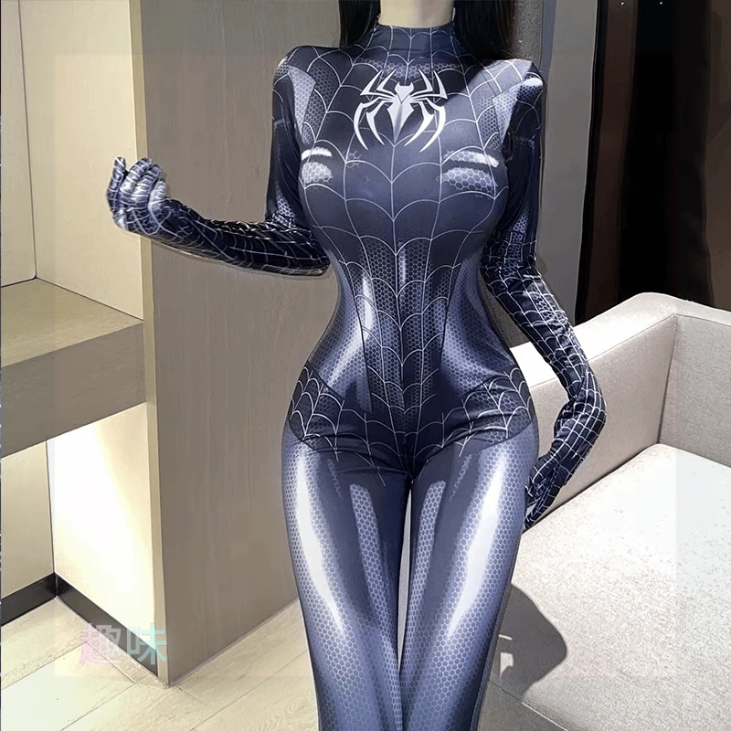 紧身连体衣蜘蛛侠弹力连体衣拉链cosplay女装制服套装睡衣