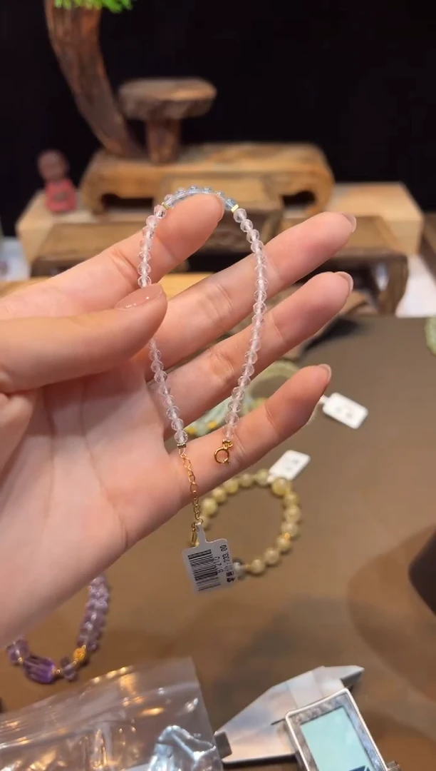 水晶手链银S925镶嵌手饰@@B1210