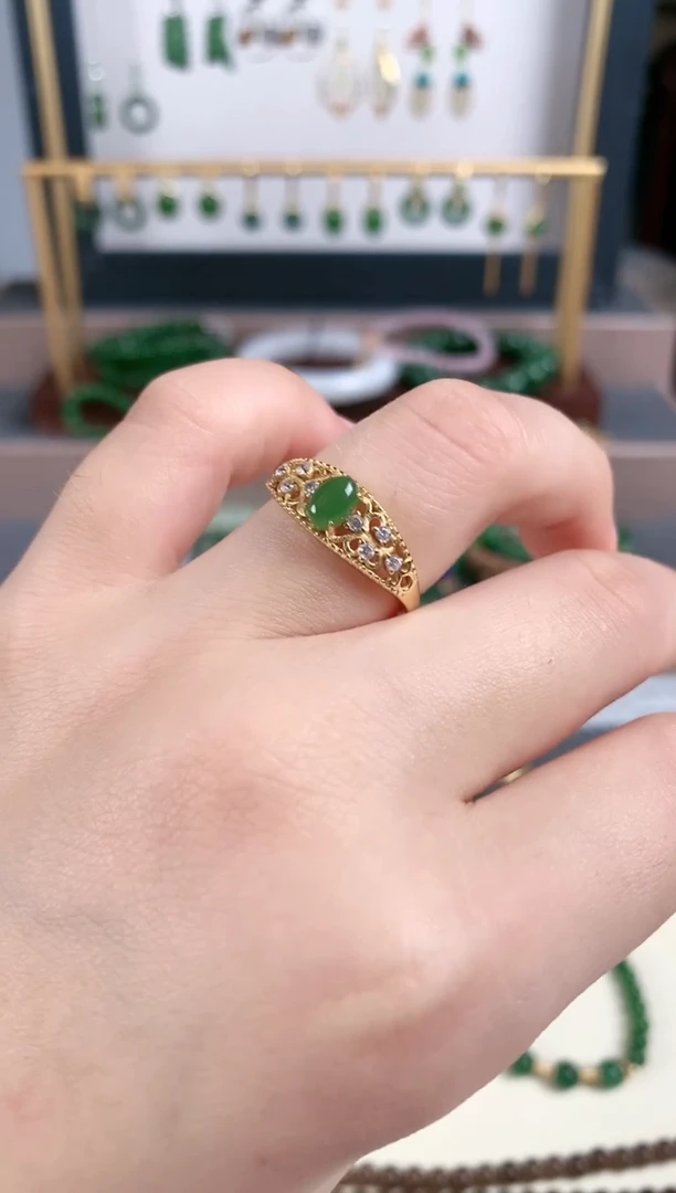 银S925镶嵌戒指和田玉1