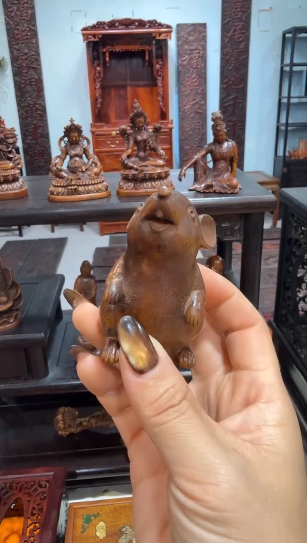 木黄杨 老鼠摆件