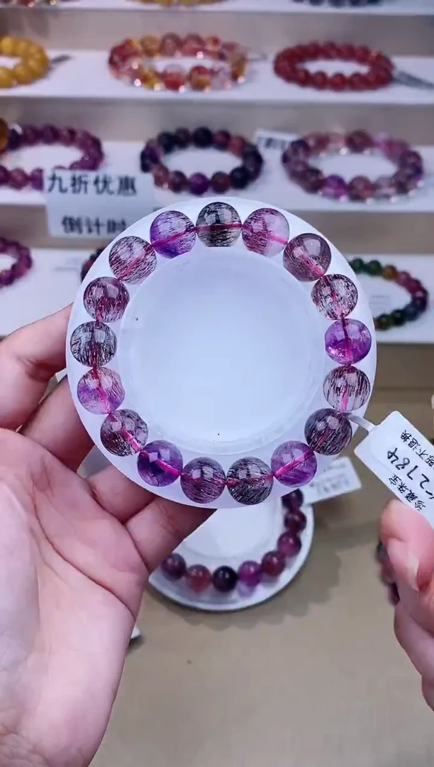 未镶嵌手链水晶黑加仑超七单圈11m+