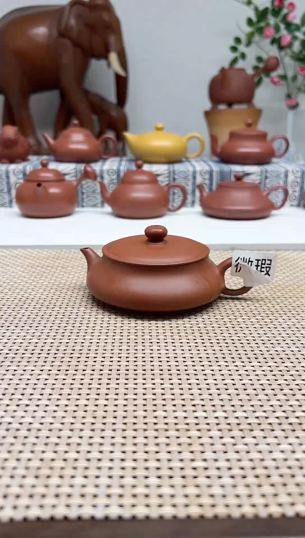 原矿朱泥全手 微瑕扁明炉 130cc