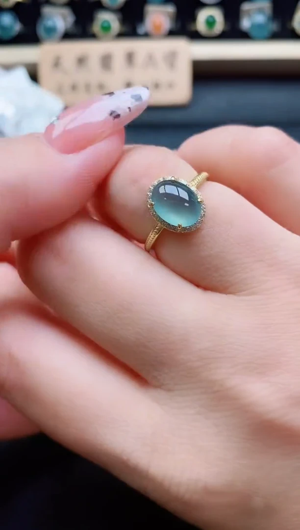 银S925镶嵌戒指翡翠1