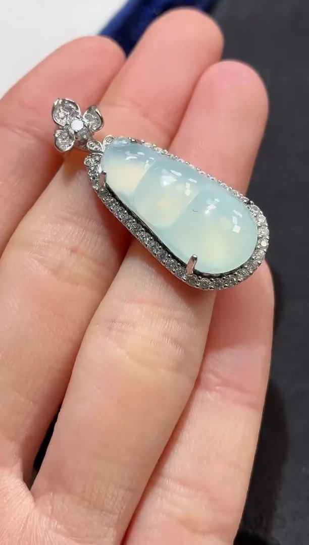 吊坠(不含链)银S925镶嵌翡翠吊坠