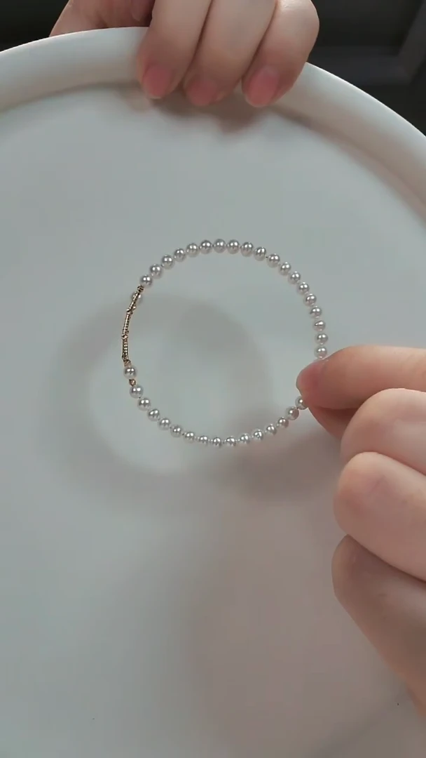 【闪购商品】淡水珍珠手镯18K金镶嵌节节高手镯