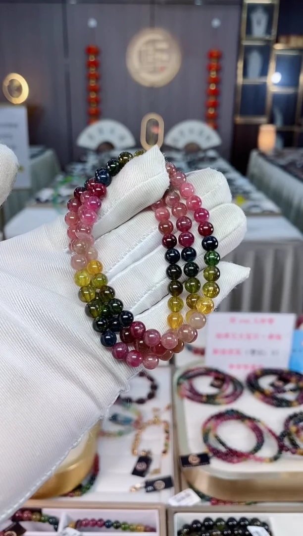 老矿碧玺三圈手串6mm+未镶嵌碧玺（多样性发一条）xion