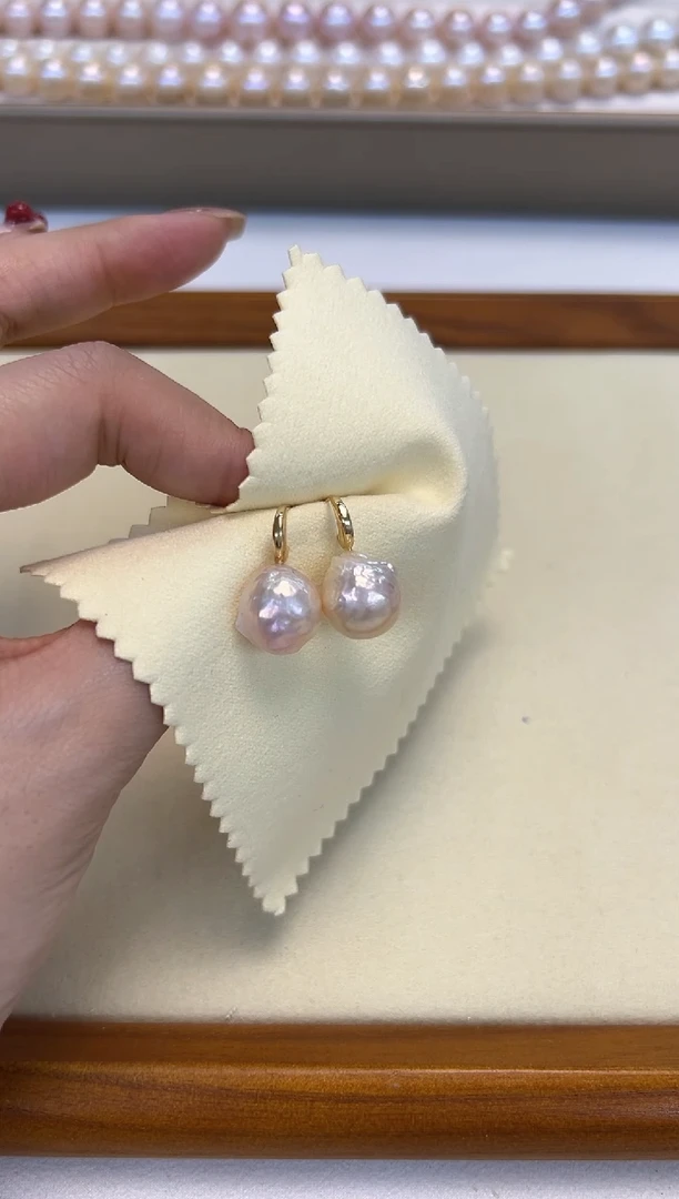 银S925镶嵌耳饰淡水珍珠巴洛克耳饰