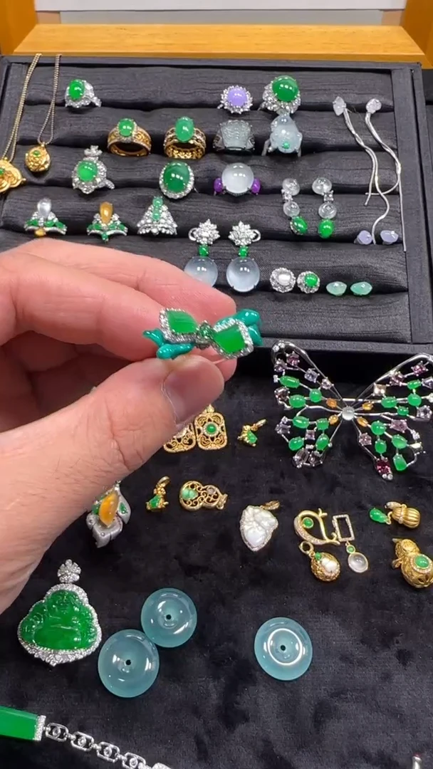 未镶嵌戒指翡翠翡翠戒指胸针两用设计款