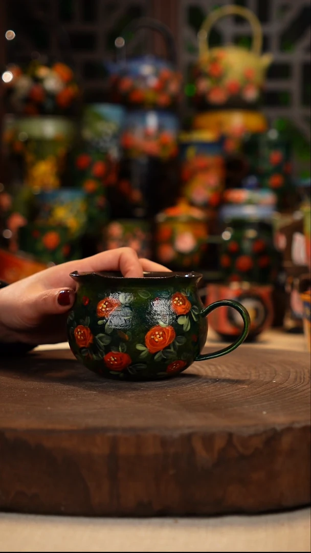 紫砂油画手绘釉下彩