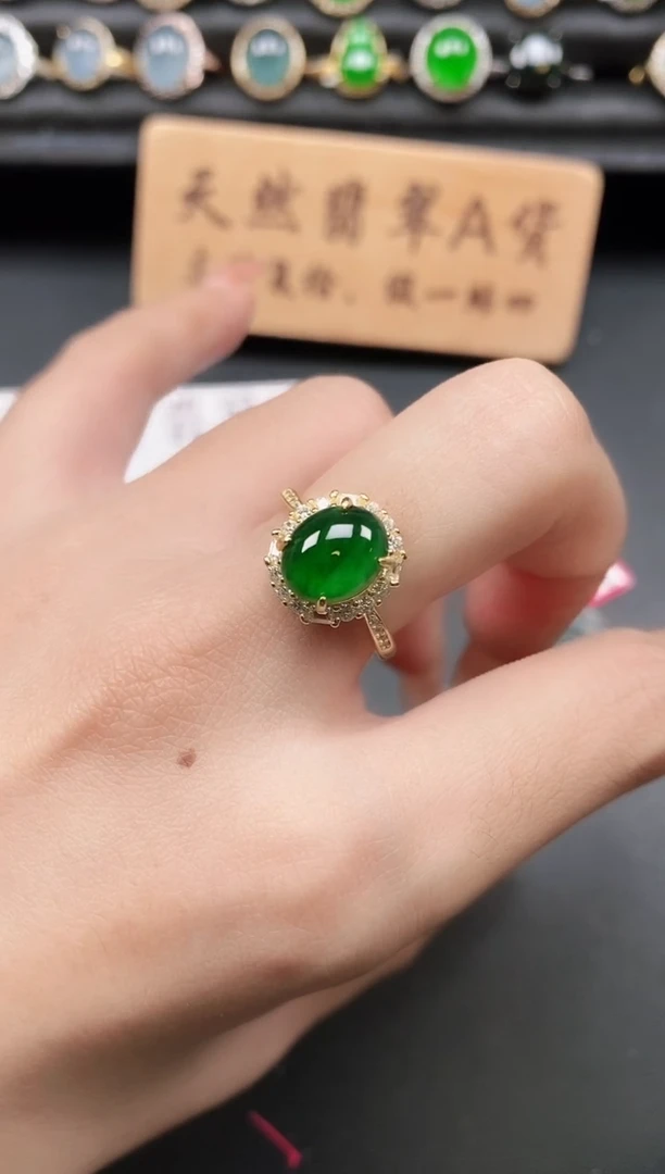 银S925镶嵌戒指翡翠111