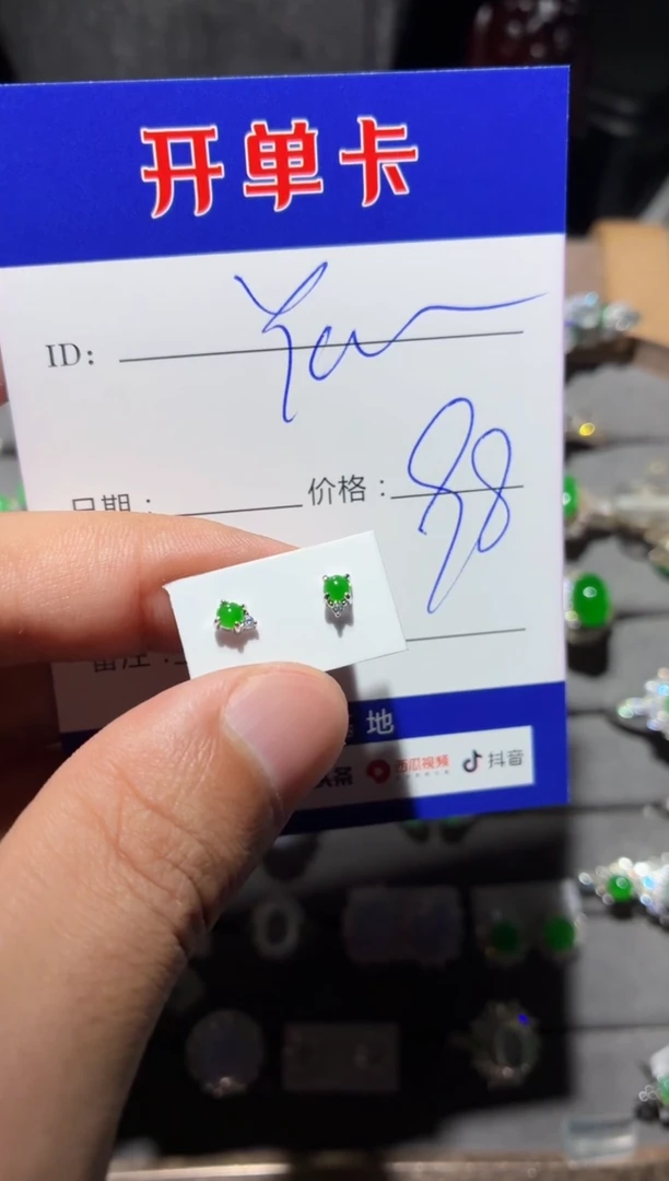 翡翠银S925镶嵌耳饰Y****a Yakaja