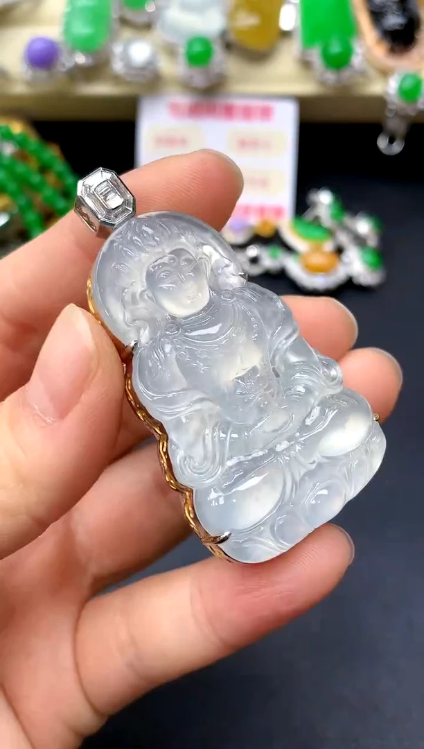 颈饰18K金镶嵌翡翠642-中国好珍宝