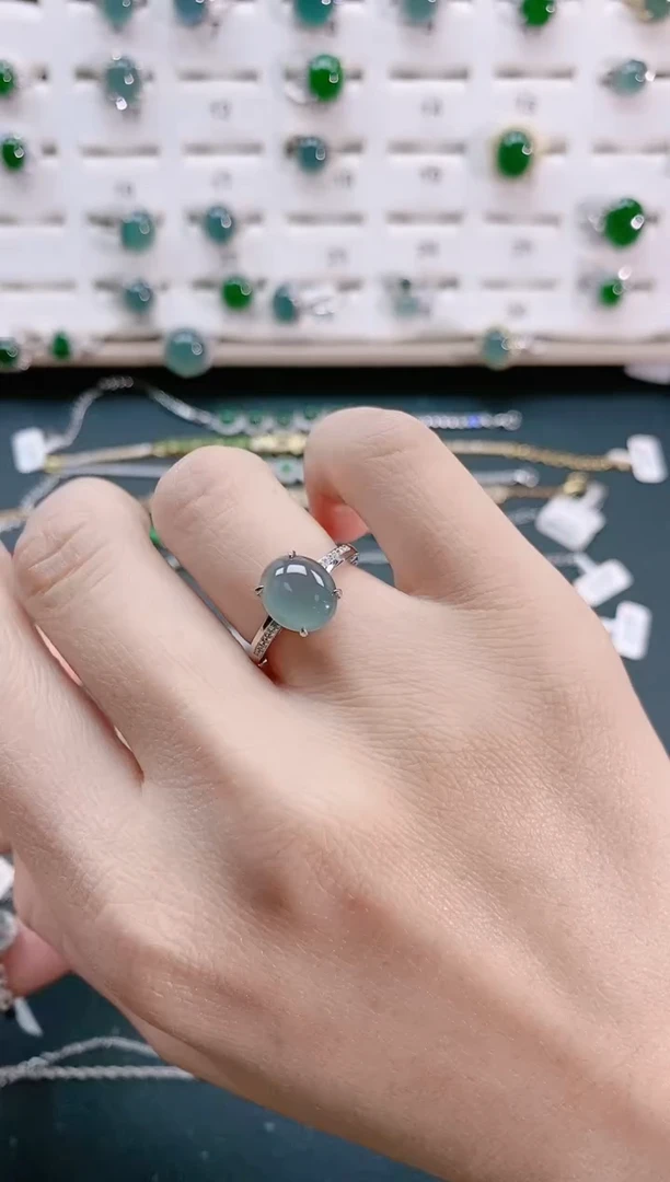 【闪购商品】翡翠戒指银S925镶嵌天然翡翠