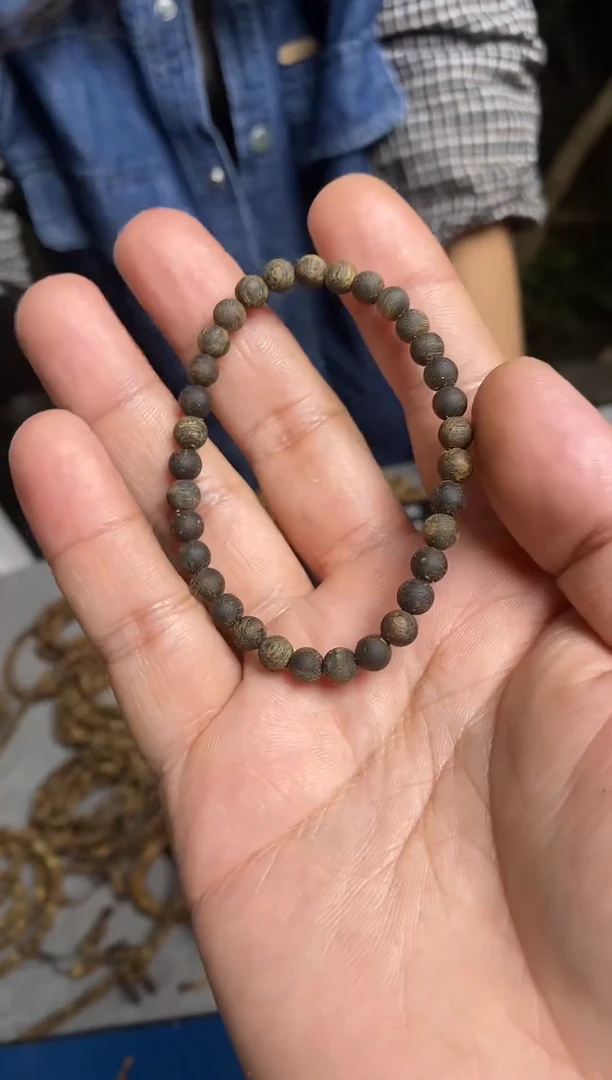 沉香手串高货沉水级海南老料05圆珠单圈手串多样性发一