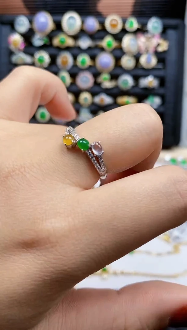 银S925镶嵌戒指翡翠227