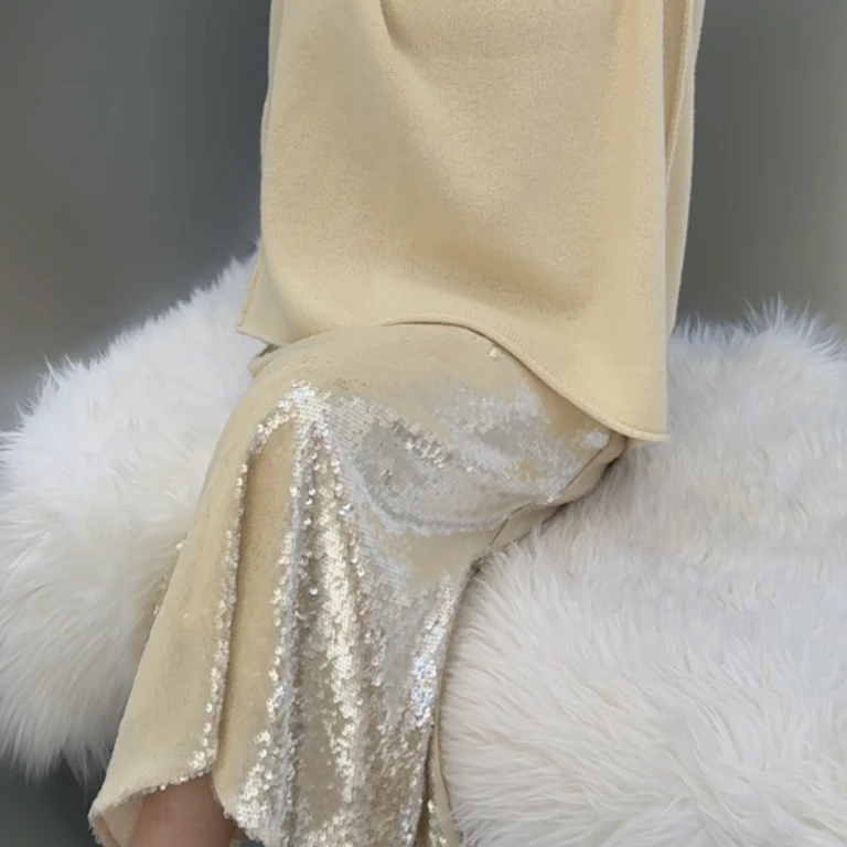 【壁虎姐】F2024新款 香槟色BlingBling重工亮片轻奢高腰鱼尾半裙