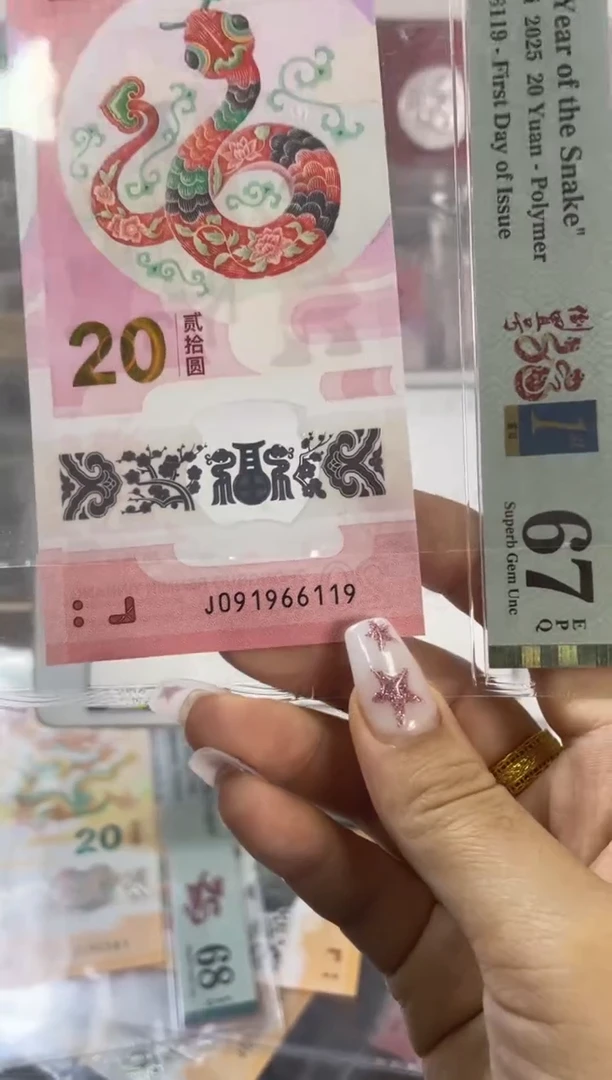 塑料蛇钞倒置 满号 PMG67分尾119