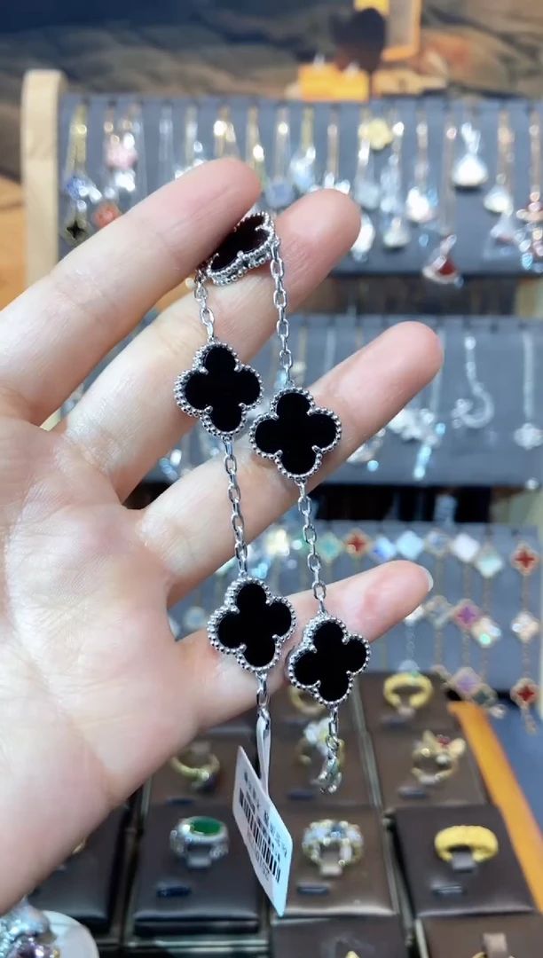 18K金镶嵌手链玛瑙/玉髓玛瑙K白黑五花