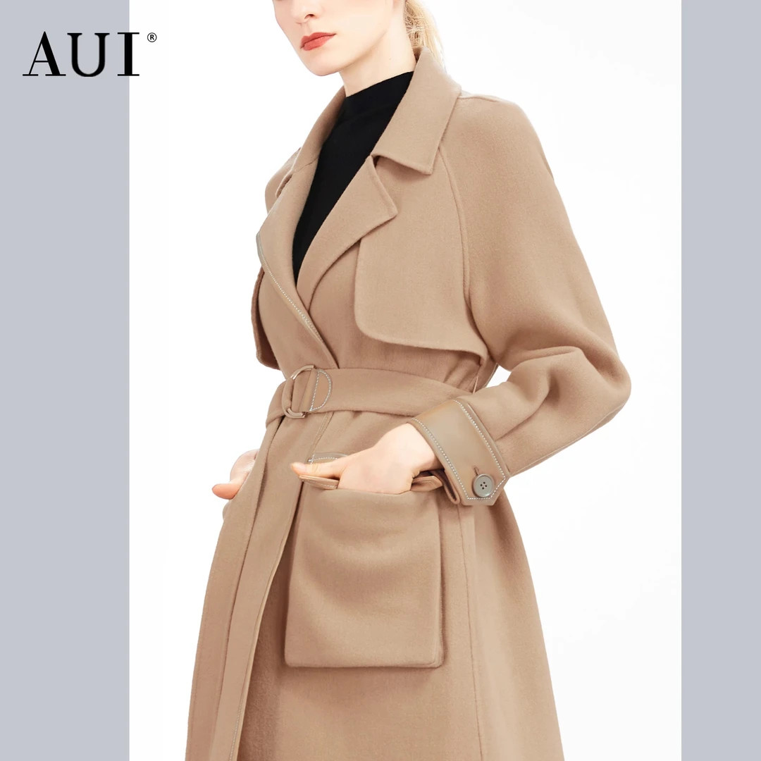【李易行】AUI卡其色小个子毛呢外套美拉德呢子大衣-20D097086