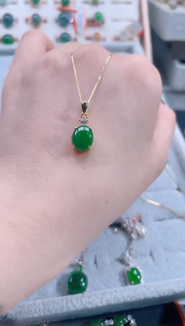 颈饰银S925镶嵌翡翠天然翡翠