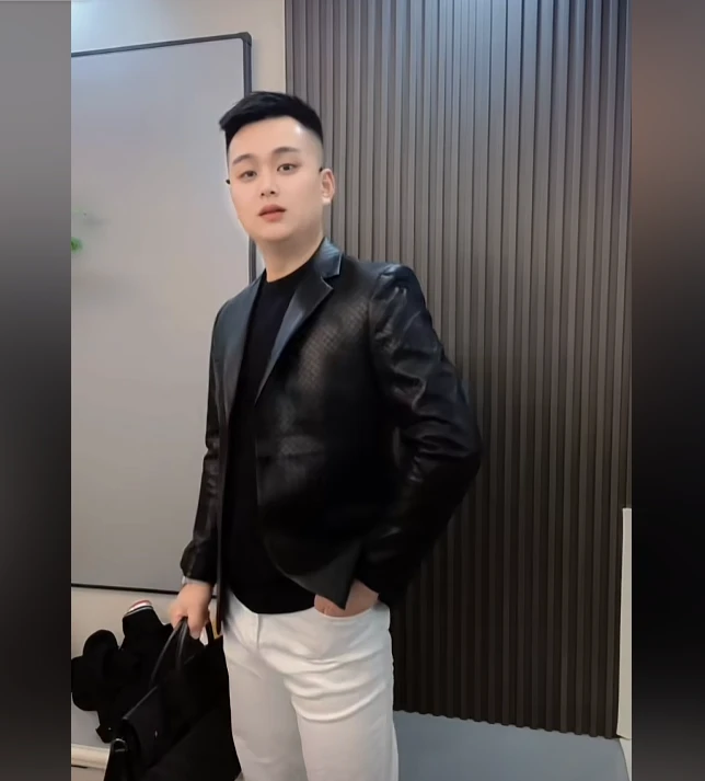 秋冬爆款皮衣西装男高级感休闲修身韩版潮流痞帅花纹皮西服外套潮