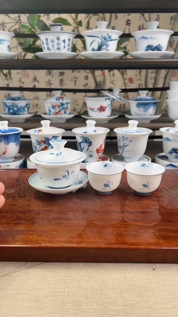 微瑕玉兰80ml三才盖碗+美人杯2个