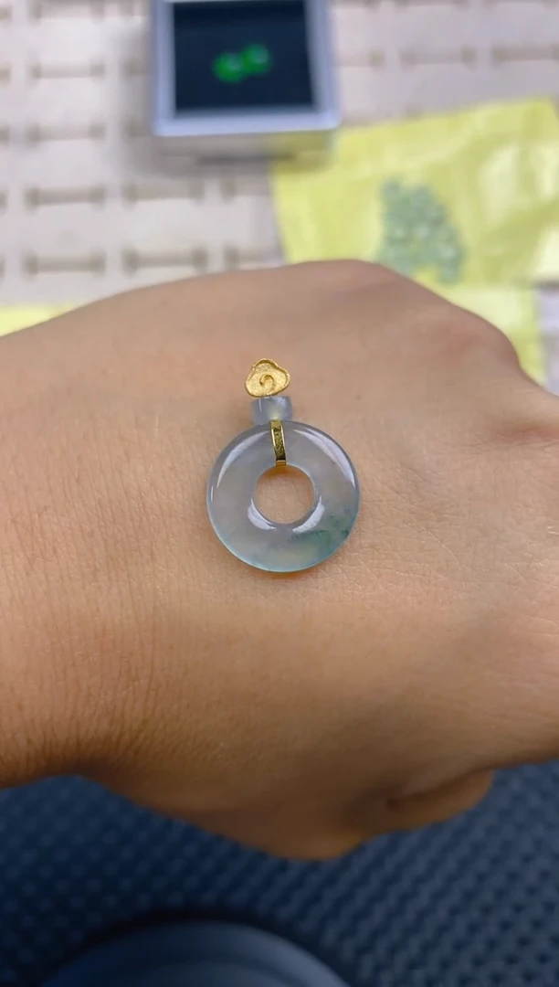 定制翡翠18K金镶嵌天然翡翠蛋面58