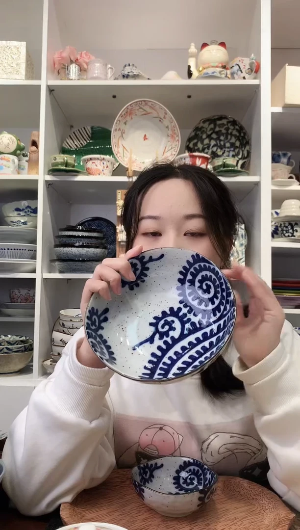 陶瓷【到手两支】章鱼唐草大钵16.5cm