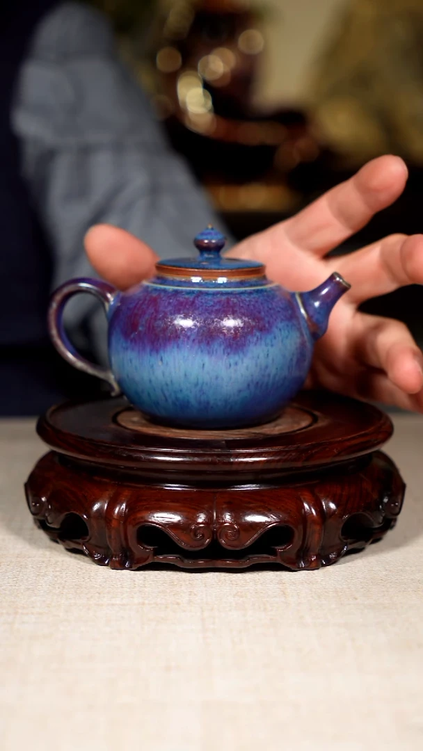 摆件瓷K*亦钧瓷茶壶