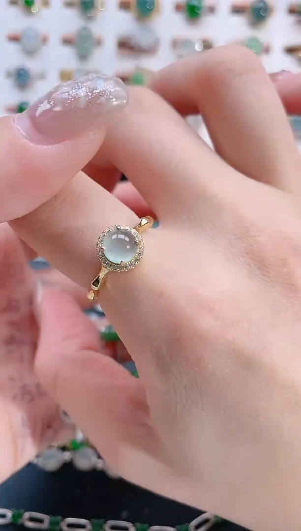 银S925镶嵌戒指翡翠天然翡翠