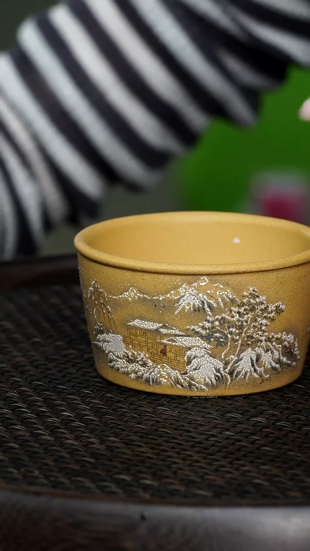 紫砂段泥雪景主人杯