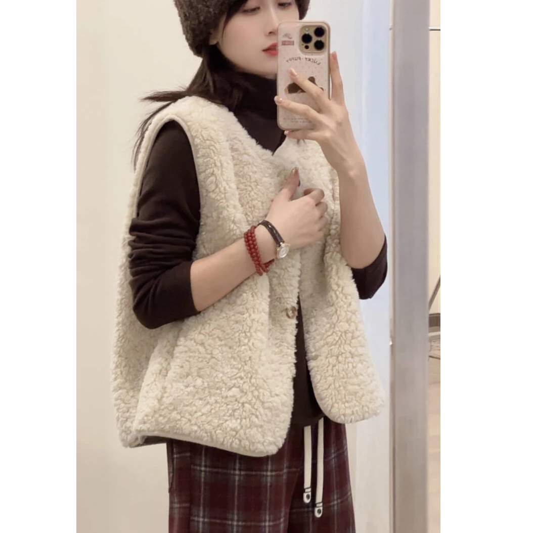 Y.M |  栗冬  韩系羔羔毛氛围感温暖百搭毛毛马甲 1132