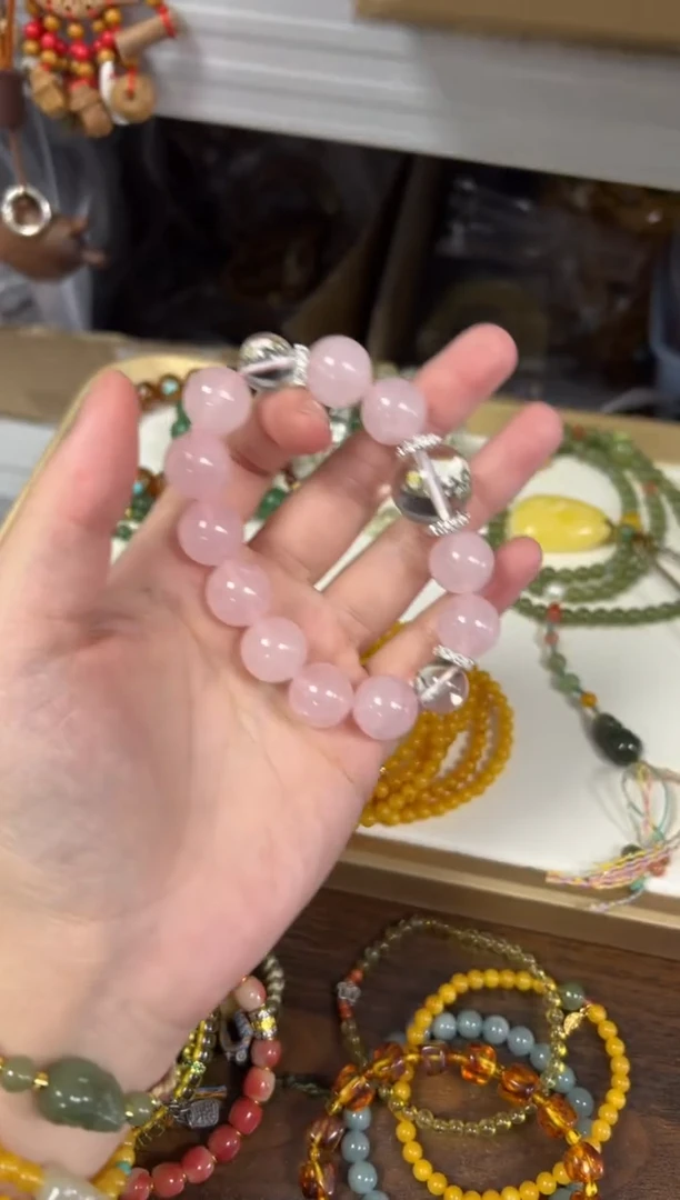 未镶嵌手链水晶孤品大珠粉水晶配件款手链[4225]