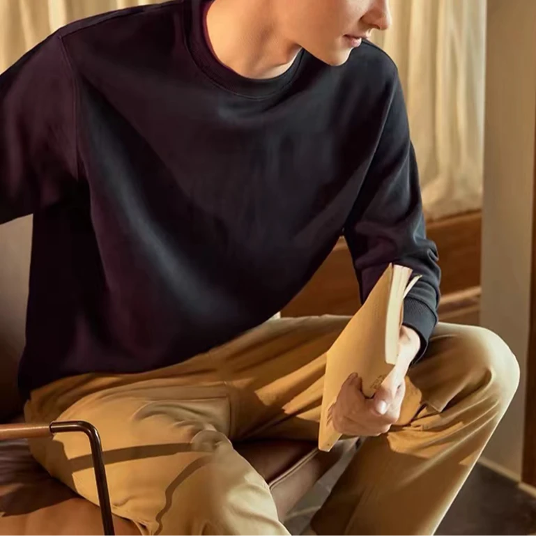 宝丫轻奢  T男式时尚简约宽松套头圆领长袖卫衣上衣K1035